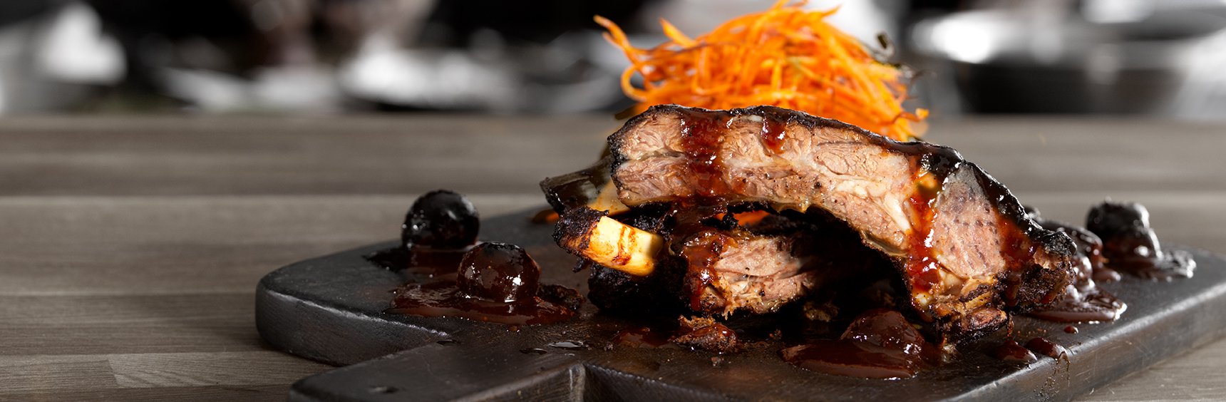 Beef back ribs on serving platter
