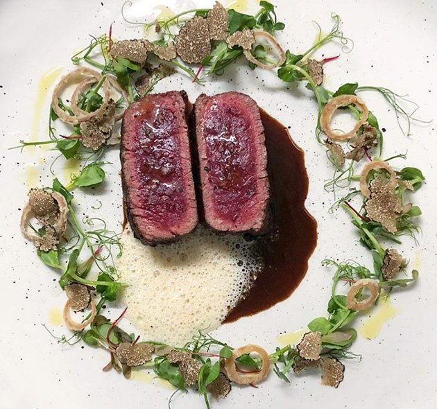 Beef dish on a decorative plate