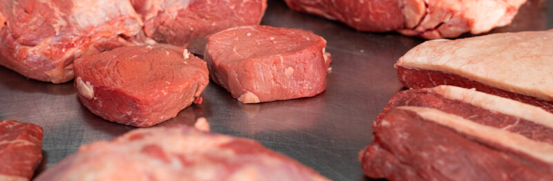 Raw cuts of beef