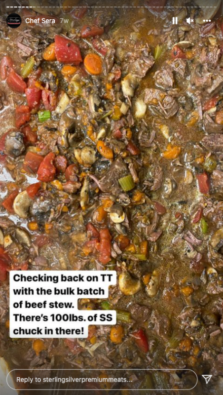 Bulk batch of beef stew