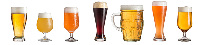 A variety of beer in different glasses