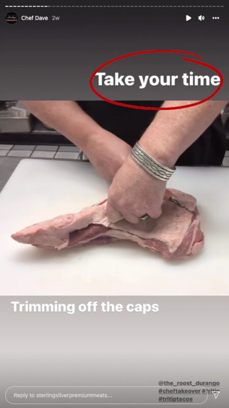 Chef Dave trimming tri tip